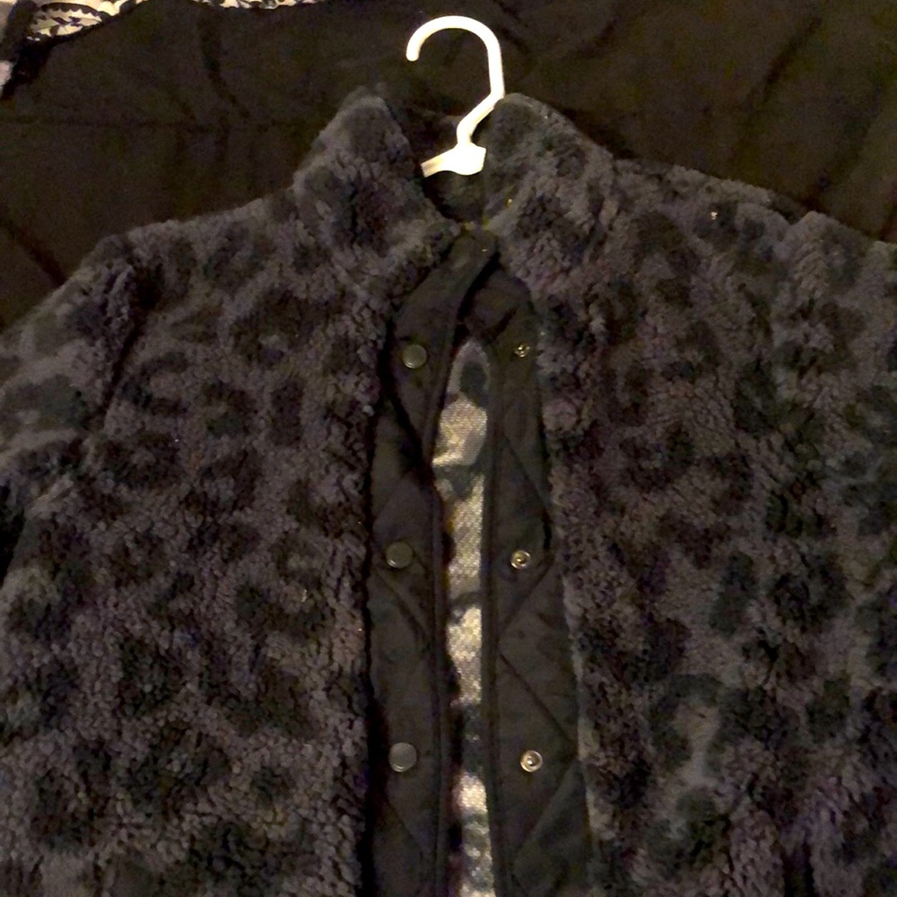 Black leopard print coat